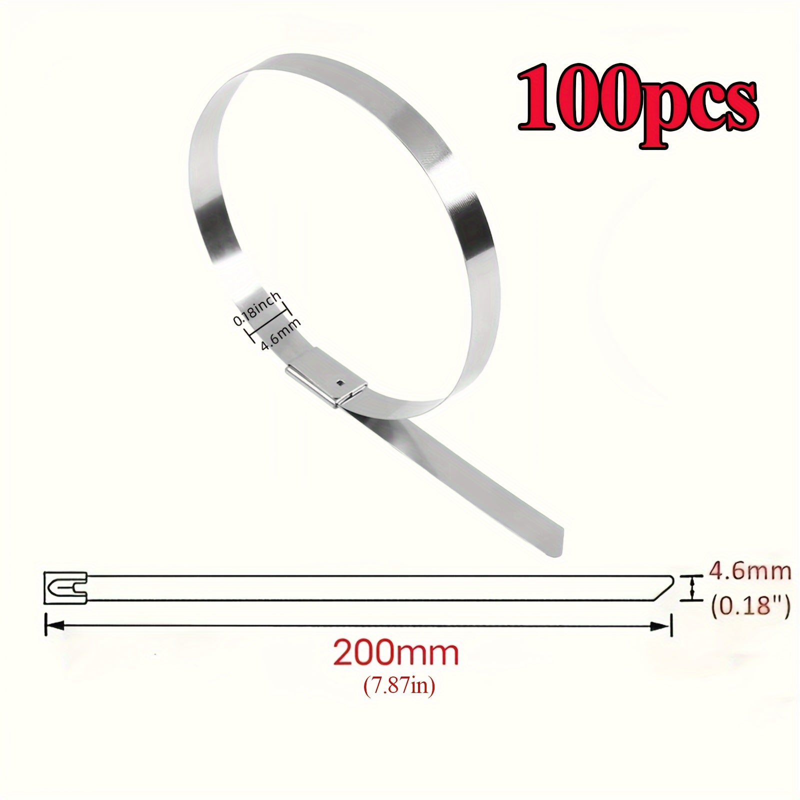 100pcs 304 Stainless Steel Zip Ties Multifunctional Heavy Duty Cable Ties