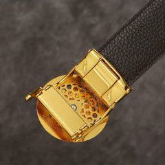 Crocodile Pattern Automatic Buckle Belt Faux Diamond Inlaid Belt