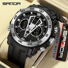 Sanda Men Watch Boys' Watch Big Dial Quartz Watch Waterproof Anti Drop Sports