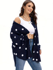 Casual Polka Dot Lantern Sleeve Blouse