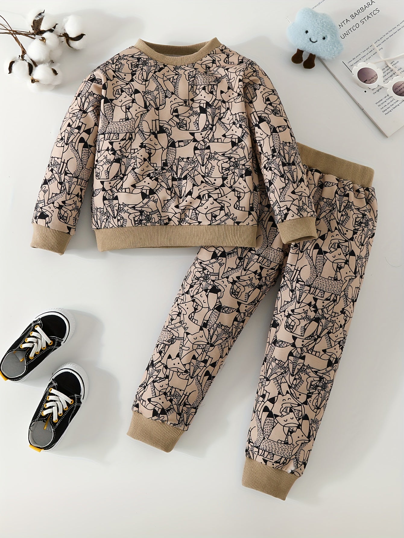 Toddler Baby Spring Animal Set Long-sleeved Sweatshirt & Pants 2pcs