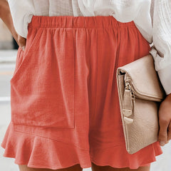 Minimalist Ruffle Trim High Waist Shorts for Summer