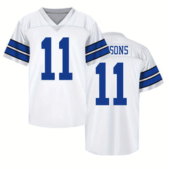 Men's 11 Football Jersey V Neck Short Sleeve Breathable Embroidery Rugby Sweatsh
