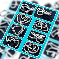 8pcs Metal Puzzle Game Interlocking Pieces Brain Tease