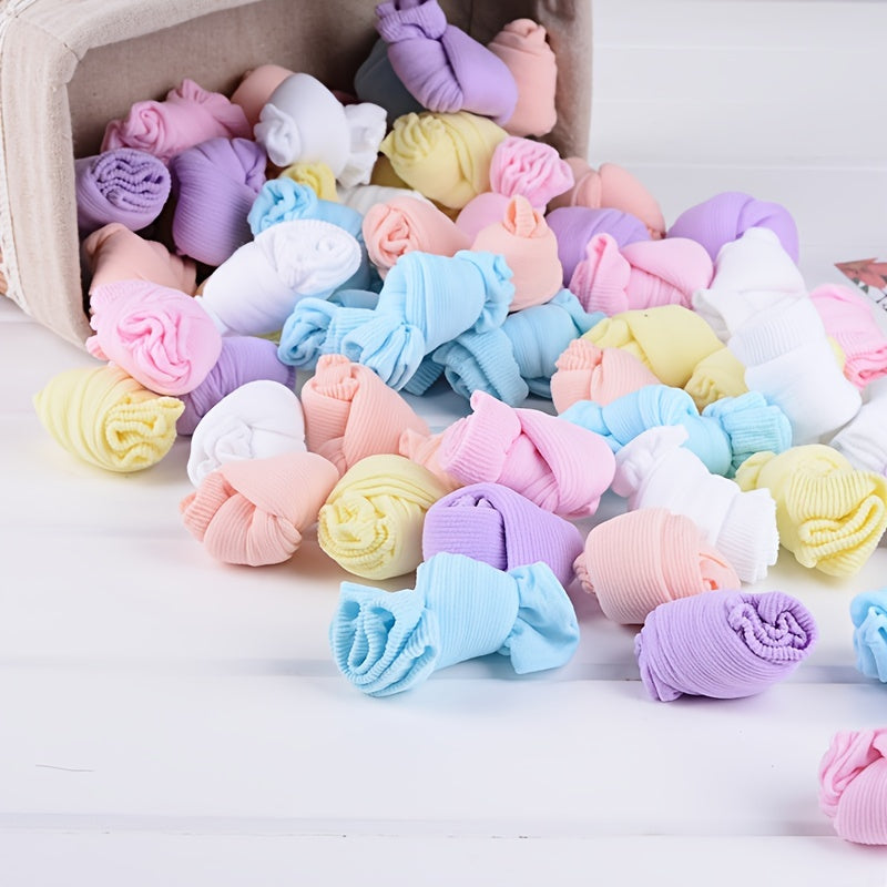 10 Pairs Girls Candy Colors Thin Socks for Spring & Summer