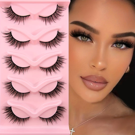 5 Pairs Cat Eye Lashes Fluffy Thick Natural Curling False Eyelashes