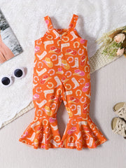 Baby Girls Sleeveless Jumpsuit Western Cowboy Print