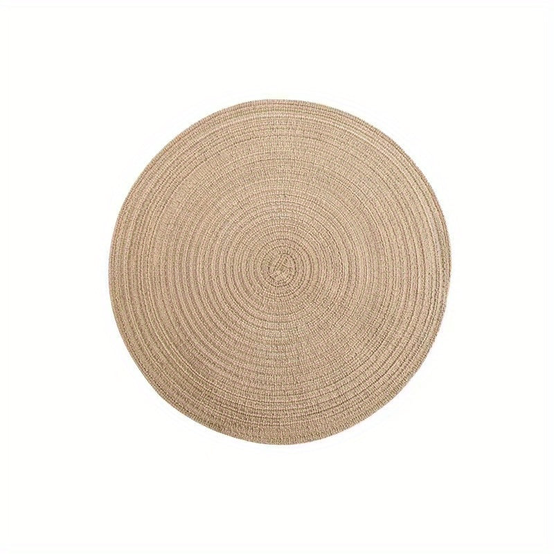 1pc Round Plastic Placemats Solid Fabric Table Mat Heat Insulat