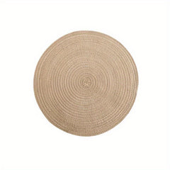 1pc Round Plastic Placemats Solid Fabric Table Mat Heat Insulat