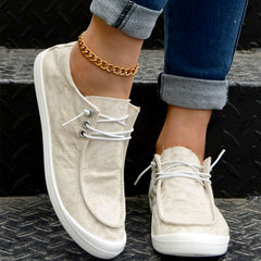 Women's Lace Up Canvas Shoes Comfortable Slip On Loafers Casual Low Top Sneakers