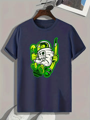 Creative Cartoon Print Men's Graphic T-shirt for Summer