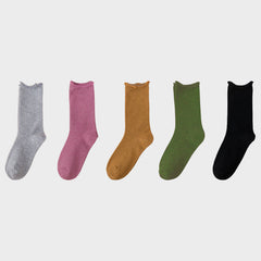 5 Pairs Vintage Mid Tube Cozy Socks Women's Stockings