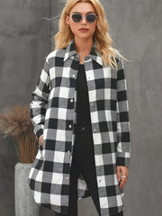 Plaid Shirt Jacket Long Sleeve Button Up Casual Shacket