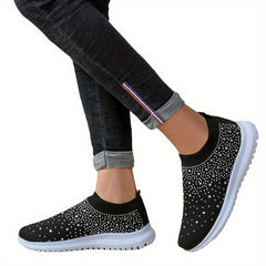 Women's Rhinestone Slip On Sneakers Outdoor Lightweight Shoes
