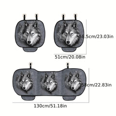 Gray Wolf Print Car Seat Cushion Set