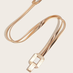Double Buckle Elastic Belt Women's Thin Waist Seal Metal Cinch Belt