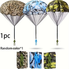 Green Toy Soldiers Action Fig Parachute Jump Outdoor Play