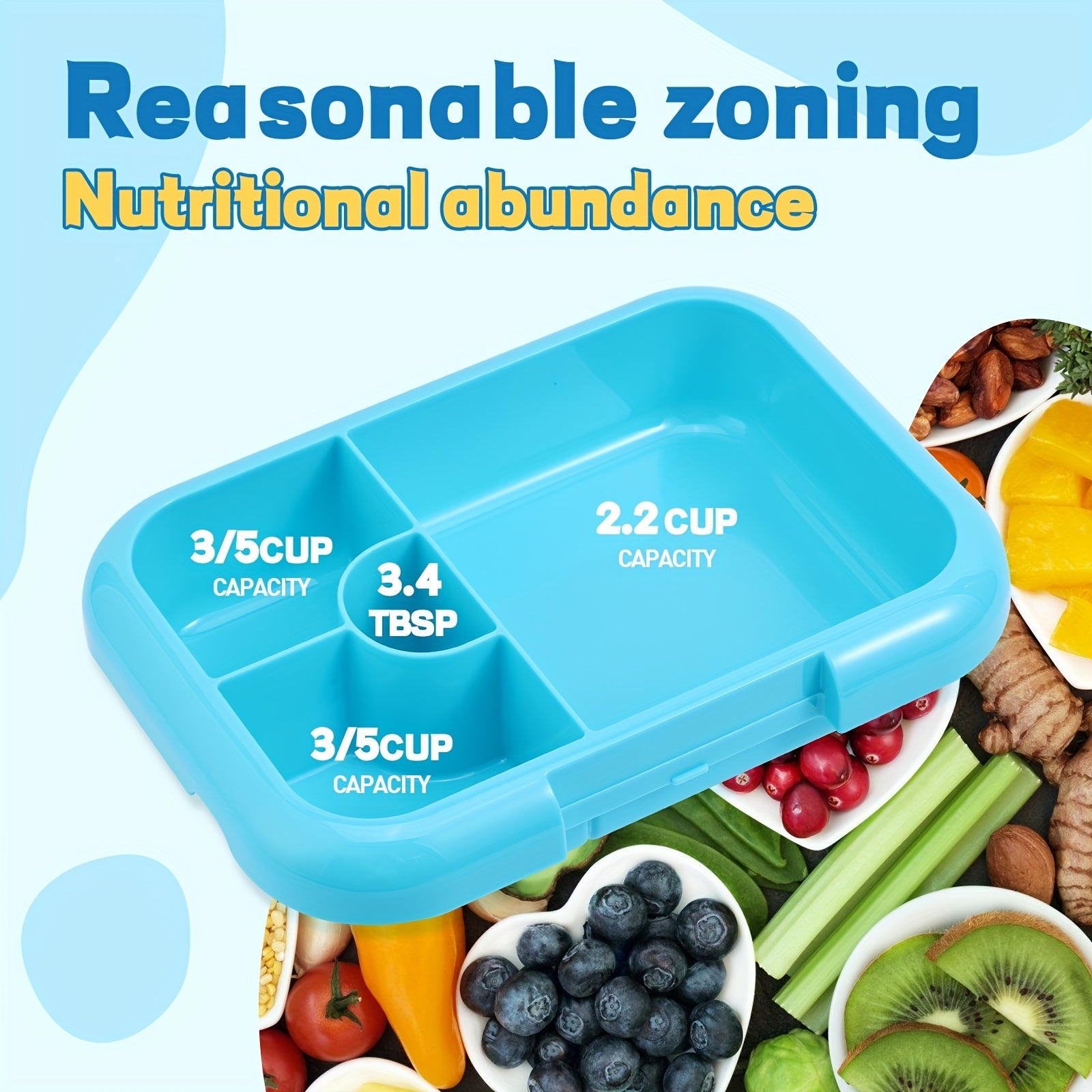 Portable 4-grid PP Lunch Box for Camping Picnic and Beach