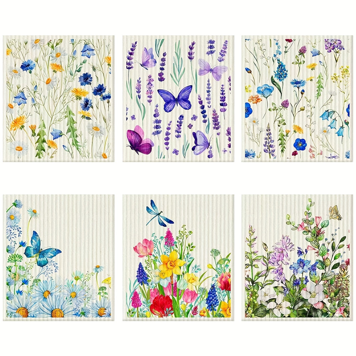 6pcs Kitchen Dish Cloths Reusable Wood Pulp Cotton Cleaning Cloths
