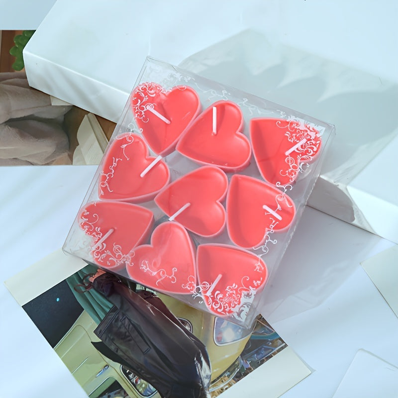 Set of 9 Heart-Shaped Scented Candles