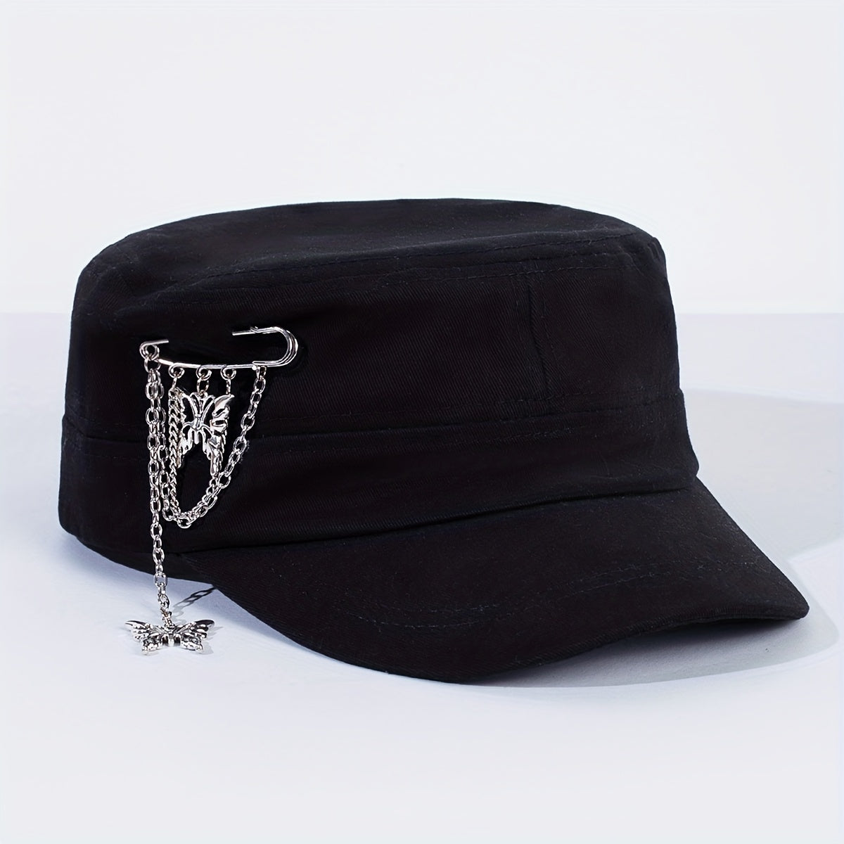 Butterfly Brooch Baseball Cap Solid Flat Hat Y2K Sun Hats Women