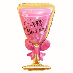 2pcs Pink Theme Wine Glass Balloon Girl Adult Birthday Party Decoration Balloons