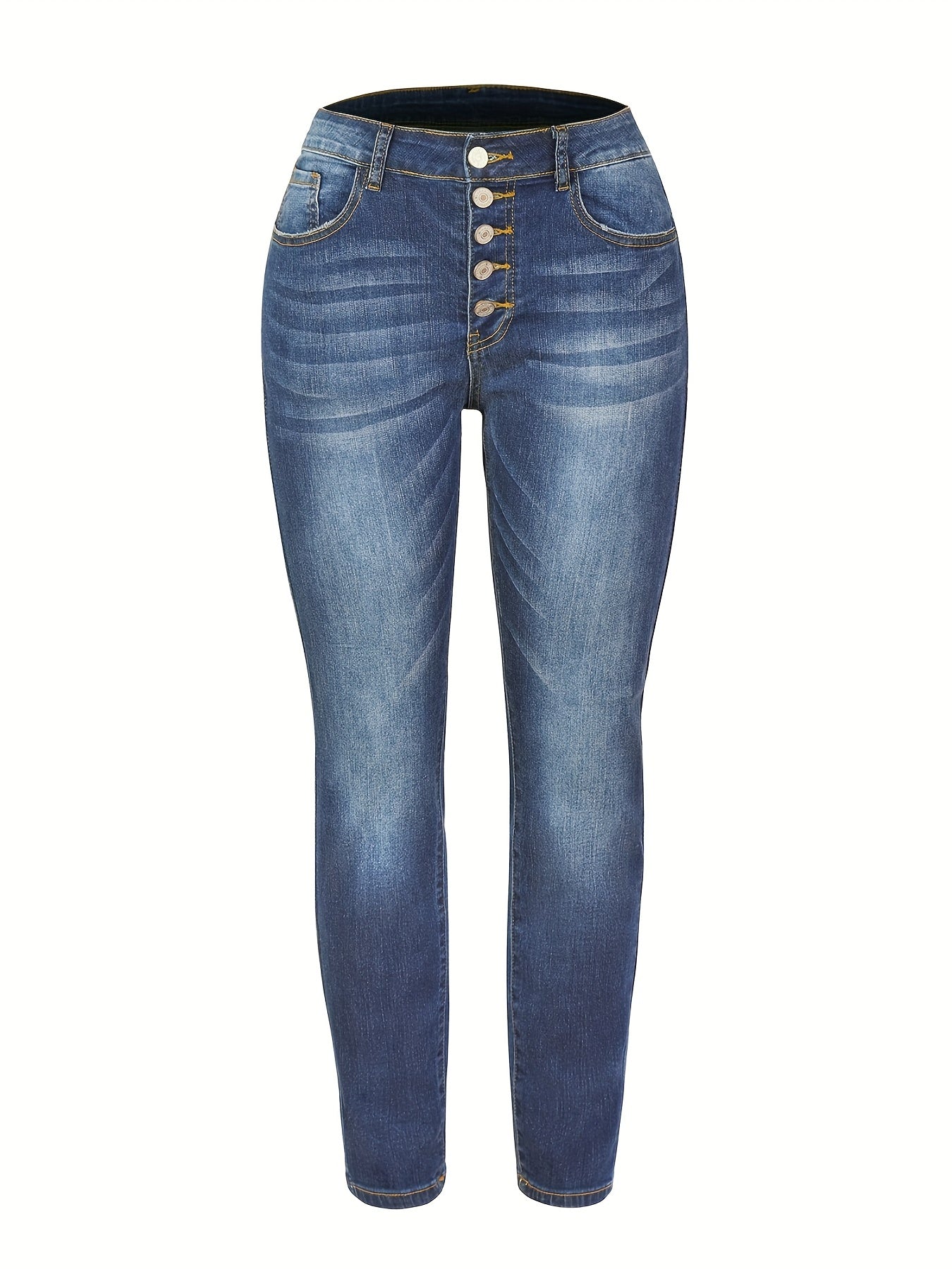Button Fly Slim Fit Stretch Denim Pants
