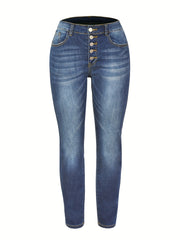 Button Fly Slim Fit Stretch Denim Pants