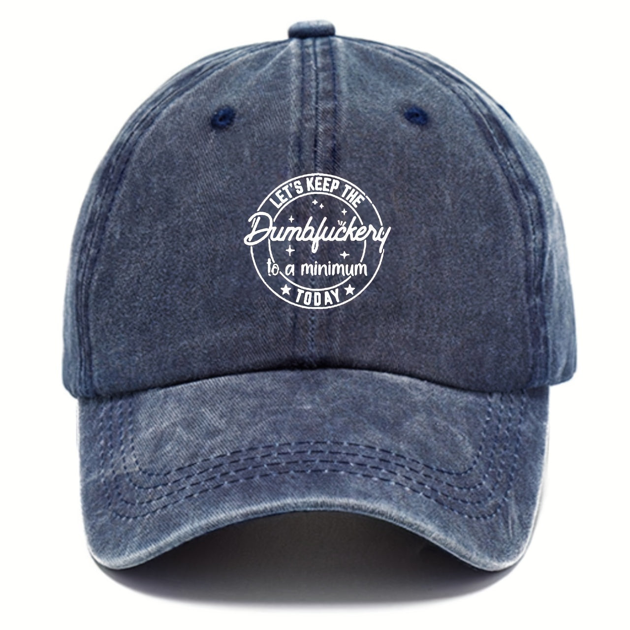 Vintage Distressed Baseball Cap with Fun Print