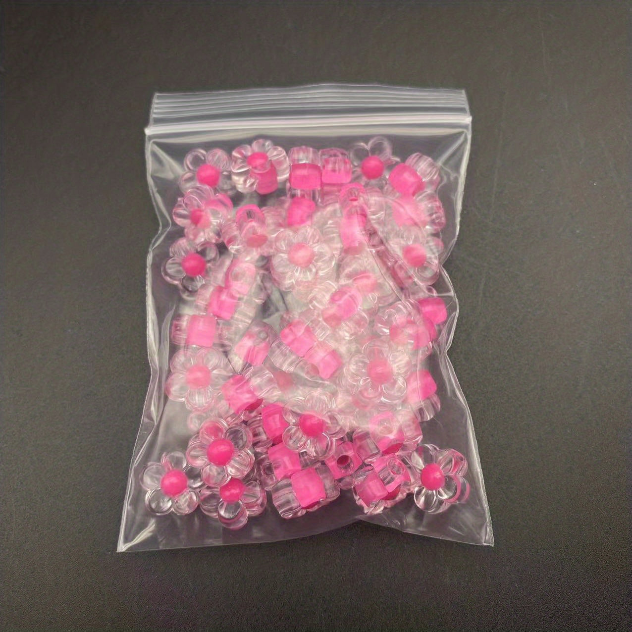 50pcs Transparent Acrylic Flower Beads for DIY Jewelry Making