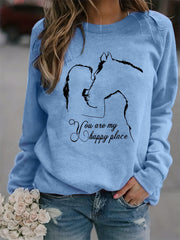 Horse Print Sweatshirt Long Sleeve Crew Neck Casual Sweatshirt