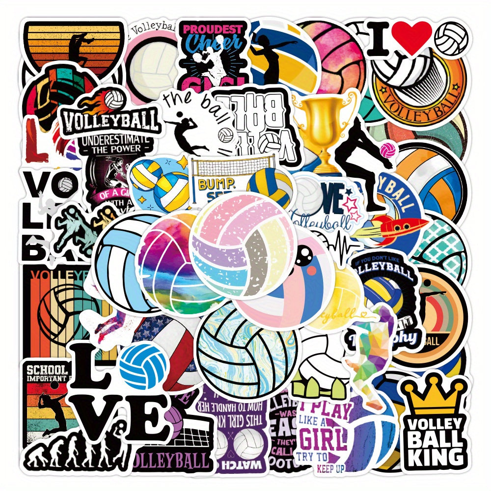 50pcs Volleyball Waterproof Doodle Stickers for Laptop Water Bottle Bike Guitar