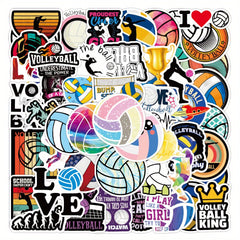 50pcs Volleyball Waterproof Doodle Stickers for Laptop Water Bottle Bike Guitar