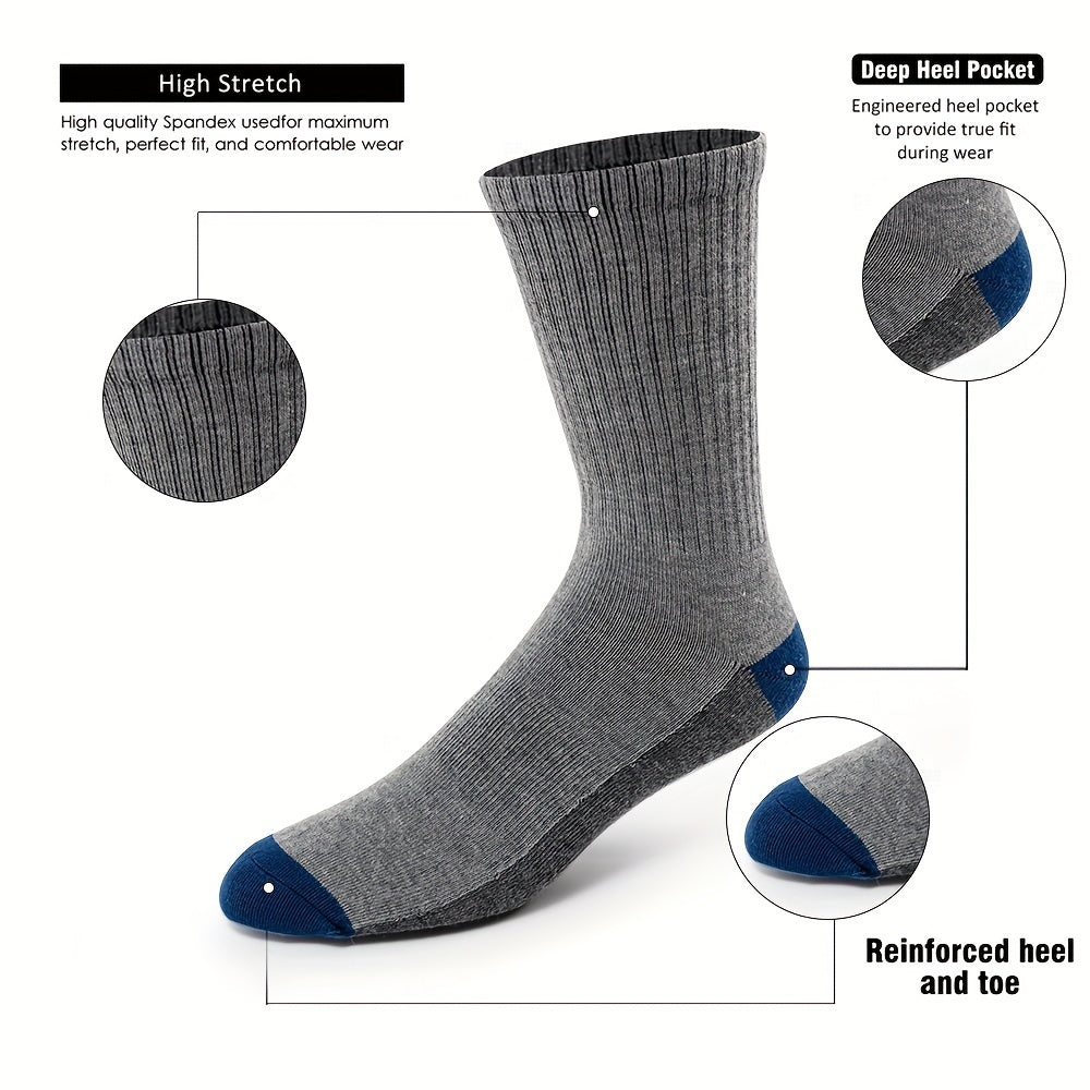 ACEFINE 12-Pair Men's Crew Socks Breathable Athletic Casual Block Socks