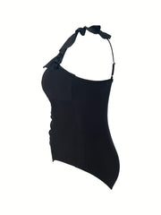 Swimsuit Women's Ruffle Trim Square Neck One Piece Swimsuit