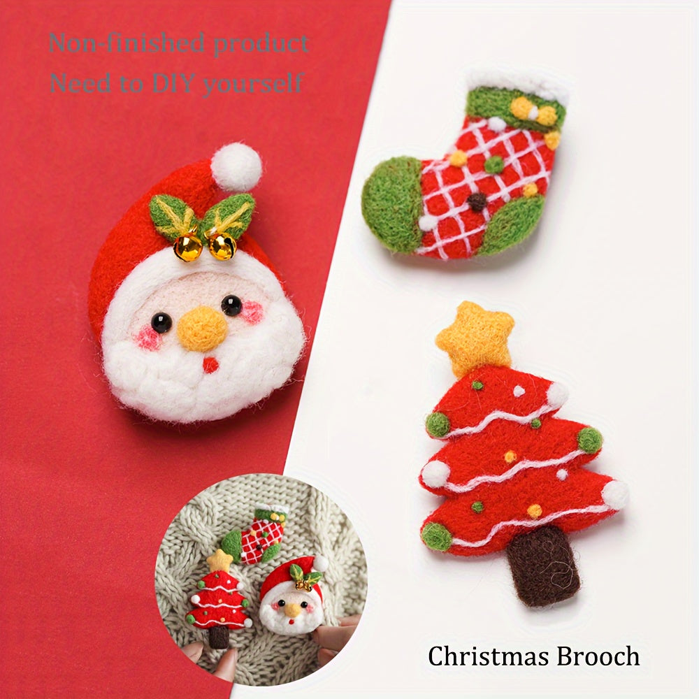 Wool Needle Felting Kit Christmas Brooch Series DIY Art Craft