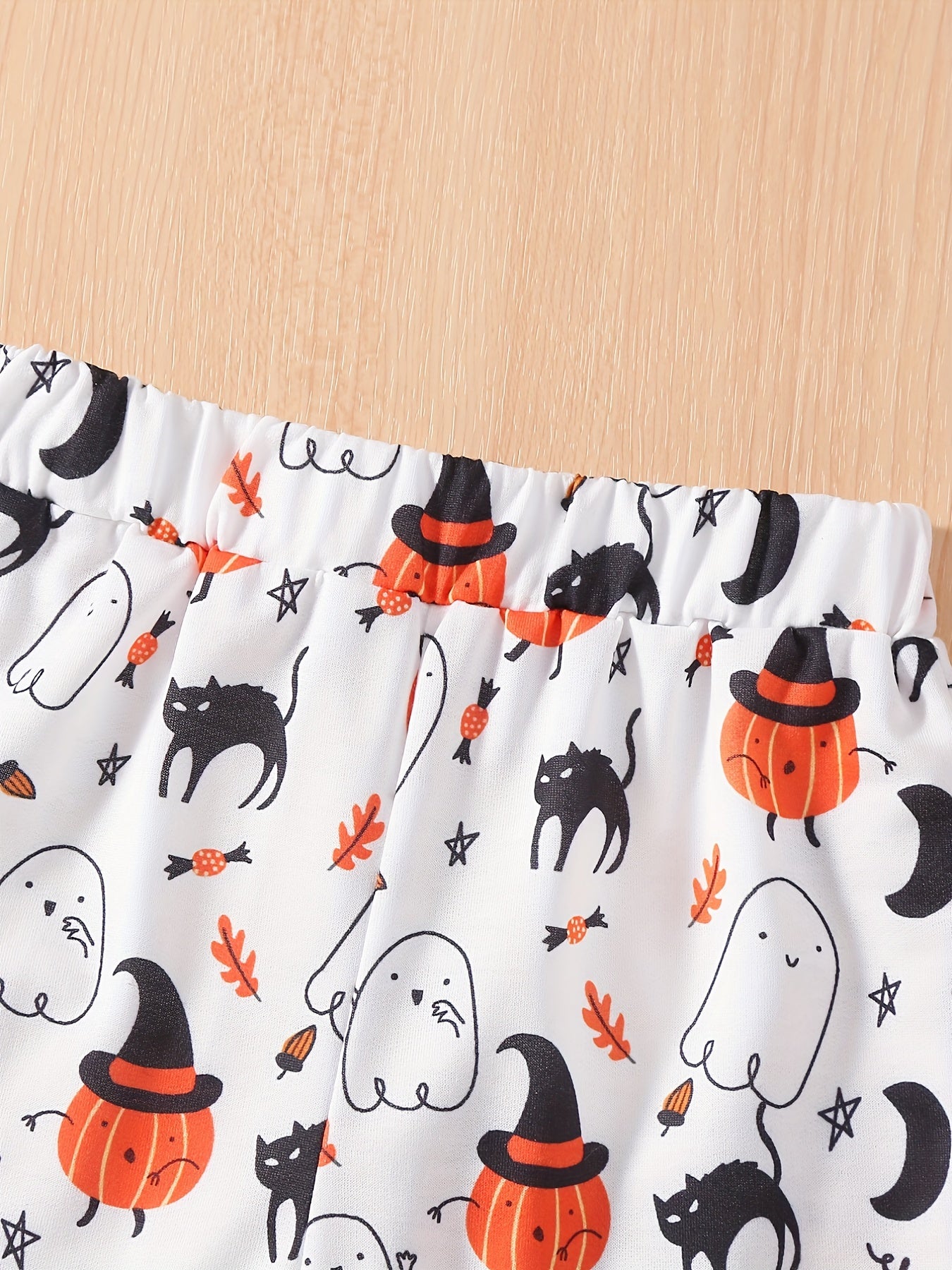 Girls Halloween Jogger Trousers Pumpkin Ghost Print Elastic Waist Pants