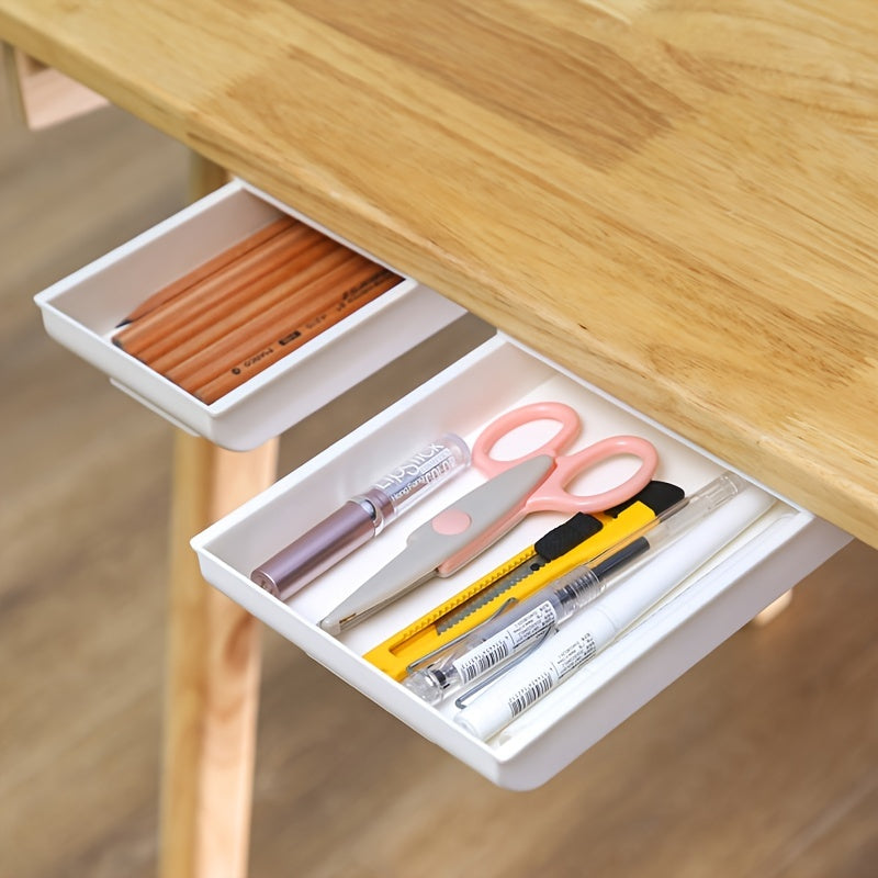 Self Stick Pencil Tray Desk Storage Drawer with Under Desk Stand Gray