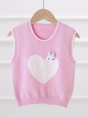 Kids Crew Neck Embroidered Sweater Vest - Various Colors