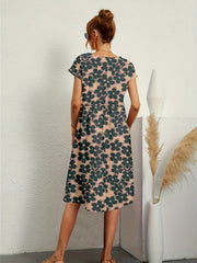 Floral Print Short Sleeve Dress Vintage Style