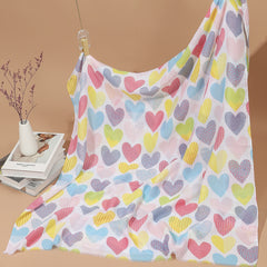 Cartoon Print Square Scarf Frayed Edge Shawl Head Wrap Neckerchief Bandana
