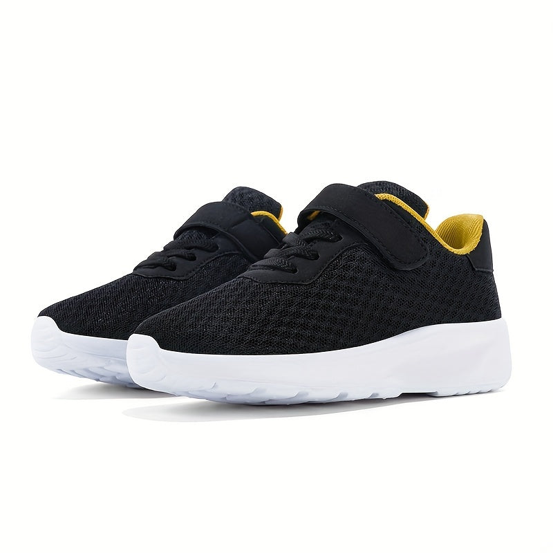 Kid's Mesh Running Shoes Hook Loop Fastener Breathable Shock Absorption Sneakers