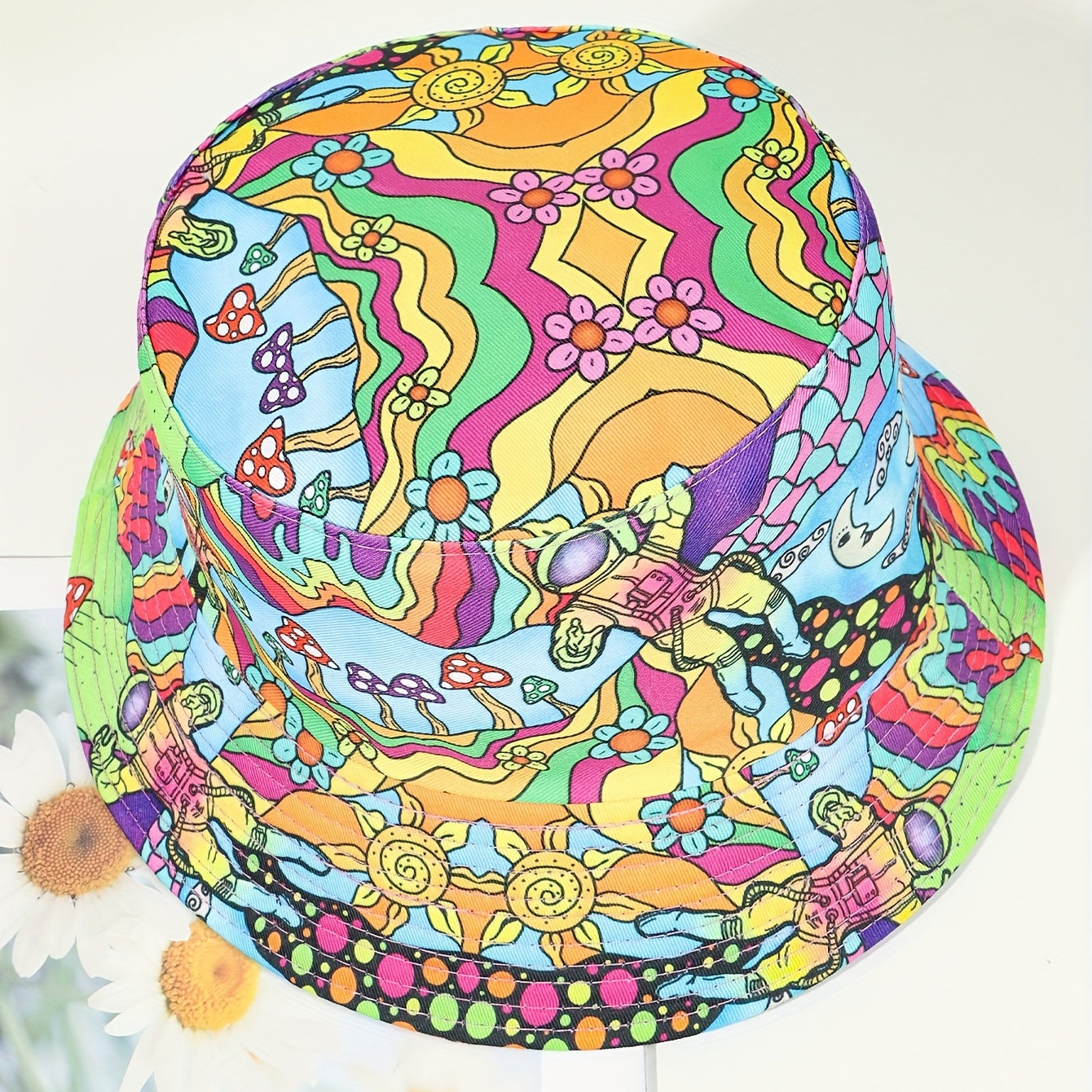 Y2K Reversible Mushroom Print Bucket Hat for Women Men