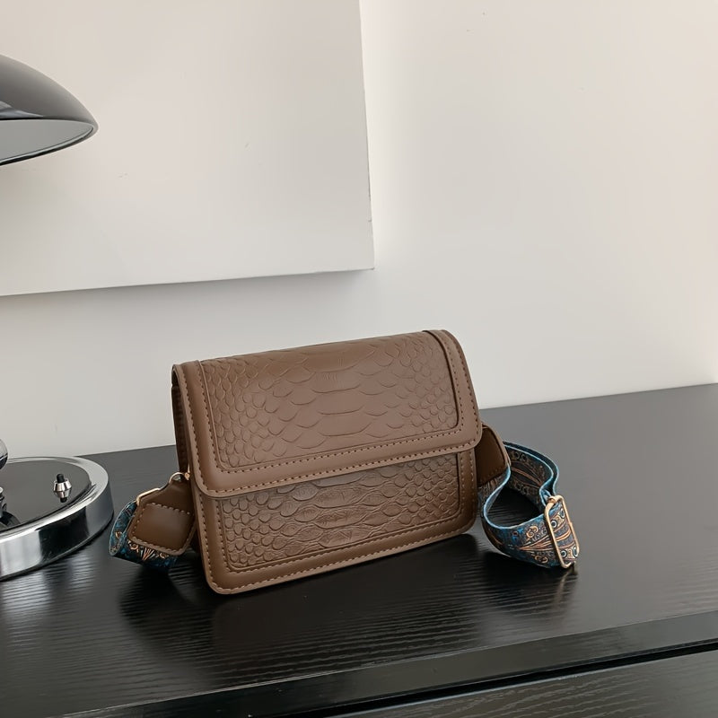 Textured Flap Square Bag Women's Casual Shoulder Bag