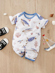 Baby Sea Turtle Short Sleeve Romper Jumpsuit