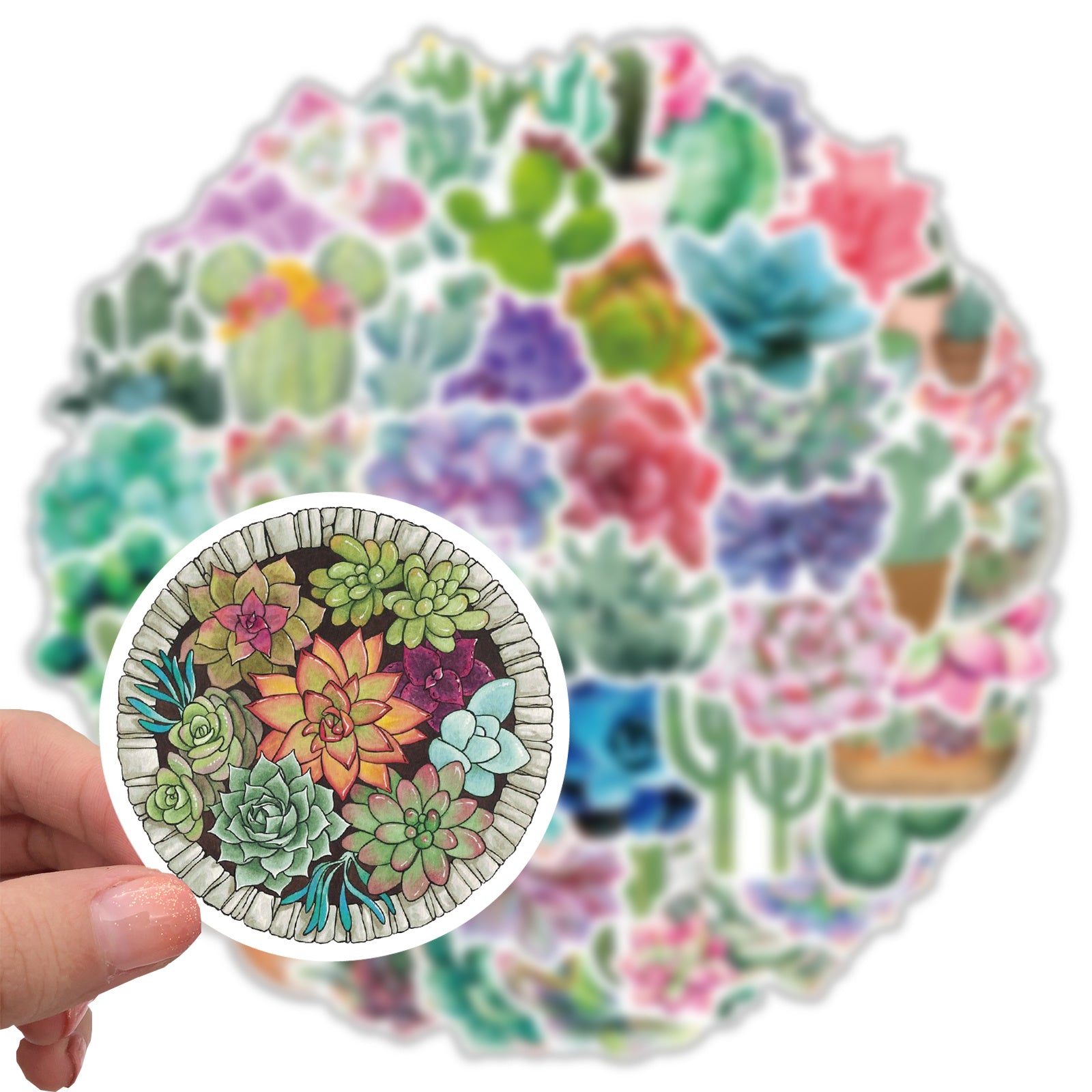 50 Adorable Succulent Cactus Waterproof Stickers for Phone Cases & Notebooks