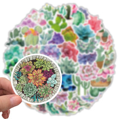 50 Adorable Succulent Cactus Waterproof Stickers for Phone Cases & Notebooks