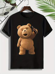 Men's Teddy Bear Pattern T shirt Active Tee