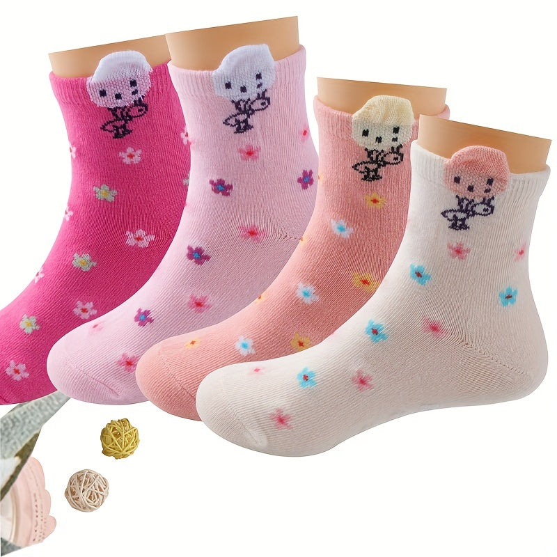 3 Pairs Anti skid Socks For Girls Cartoon Rabbit Socks For Baby