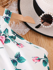 Toddler Girls Floral Halter Top & Shorts Set Summer Clothes